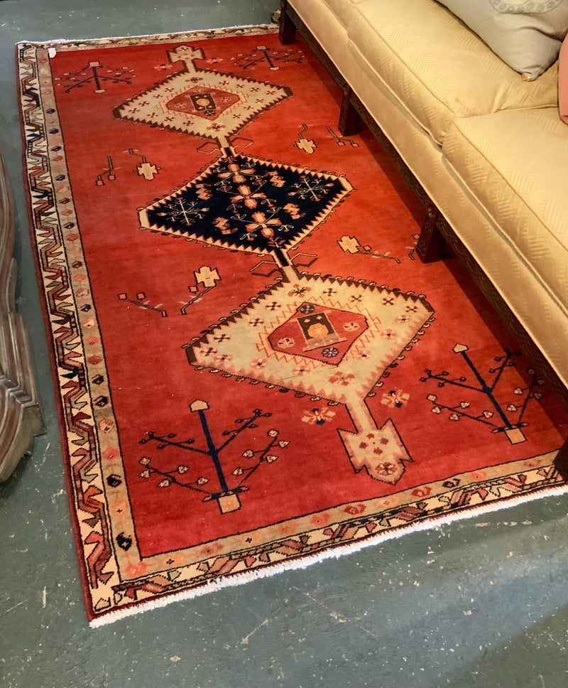 Handmade Wool Rug with Tribal Design