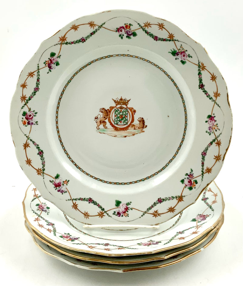 Set/4 Antique Chinese Export Armorial Plates