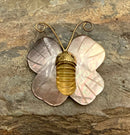 FABRICE PARIS Goldtone, Mother of Pearl & Resin Butterfly Brooch