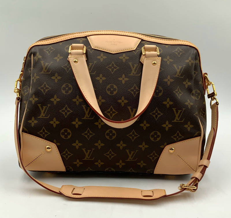 LOUIS VUITTON Vachetta Leather Monogram Canvas Retiro GM Satchel