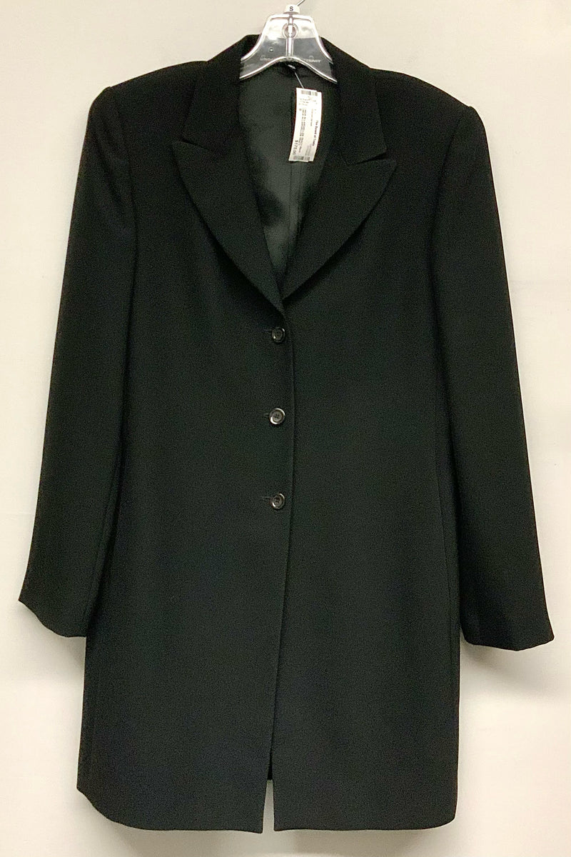 LINDA ALLARD/ELLEN TRACY Black Crepe Tuxedo Over Coat Jacket