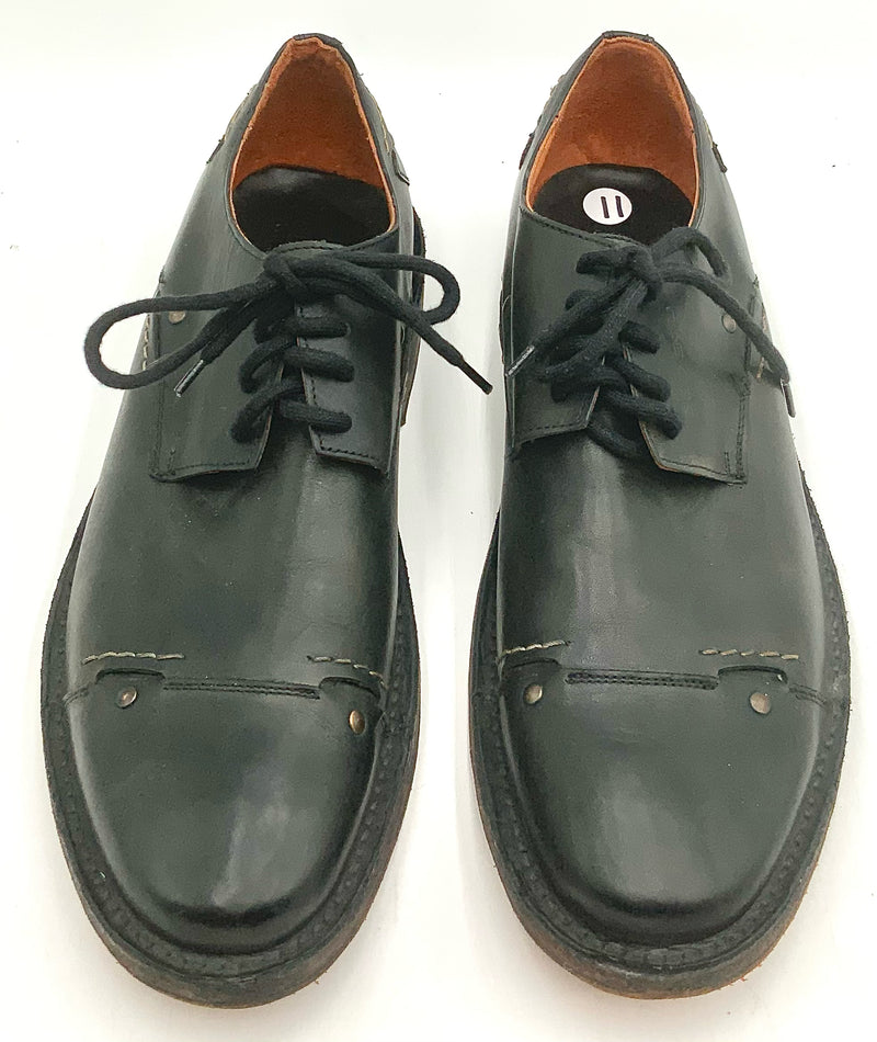 BEDSTU Black Leather Rivet Accent Lace Up Derby Shoes 11