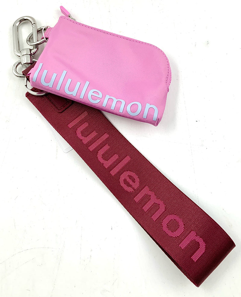 LULULEMON Pink Plum Logo Clipable Card Pouch & Keychain