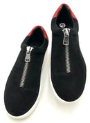 ALICE & OLIVIA Black Suede Red Nappa Lea Laney Sneakers 38.5