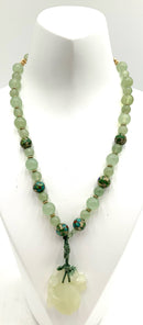 10kt Gold, Gold Plated, Cloisonne & Jaded Beaded Necklace