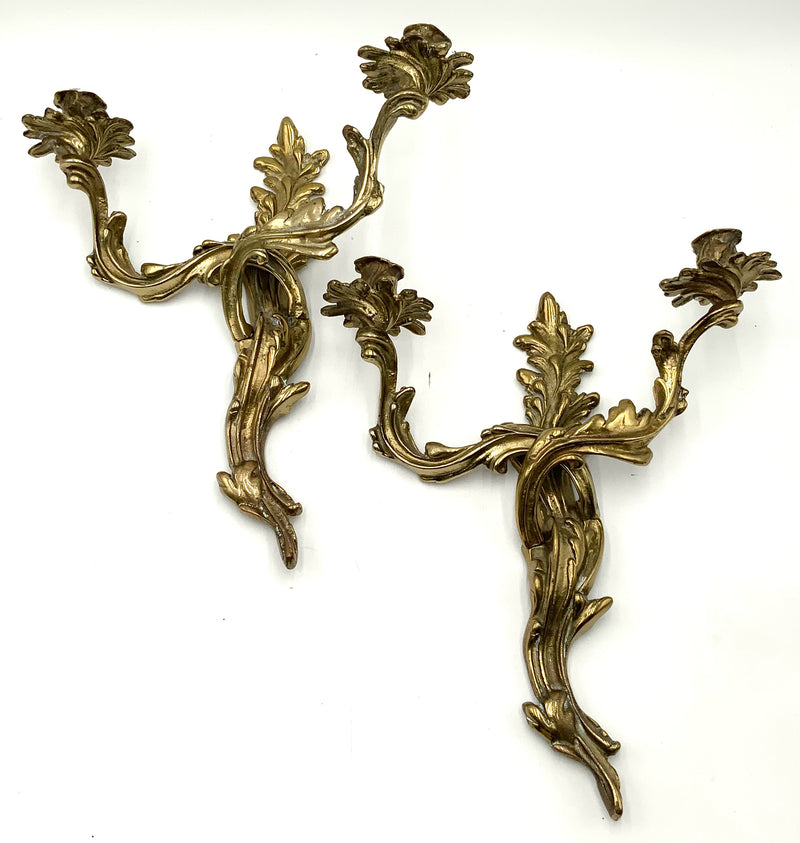 Pair of French Bronze Candle Sconces