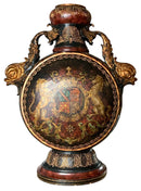 Maitland Smith Coat of Arms Vase with Dolphin Handles