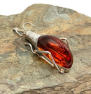 Sterling & Baltic Amber Insect Pendant