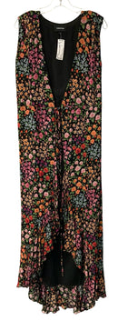 YUMI KIM Black/Pink/Multi Floral V-Neck S/L Wrap Maxi Dress