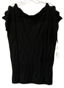 MISSONI Black Patterned Knit Crochet Top Scallop Cutout Cap Slv Top
