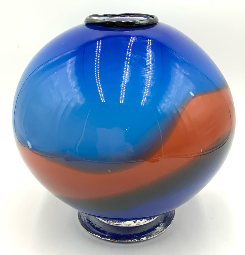 Contemporary Signed Art Glass Bowl Vase