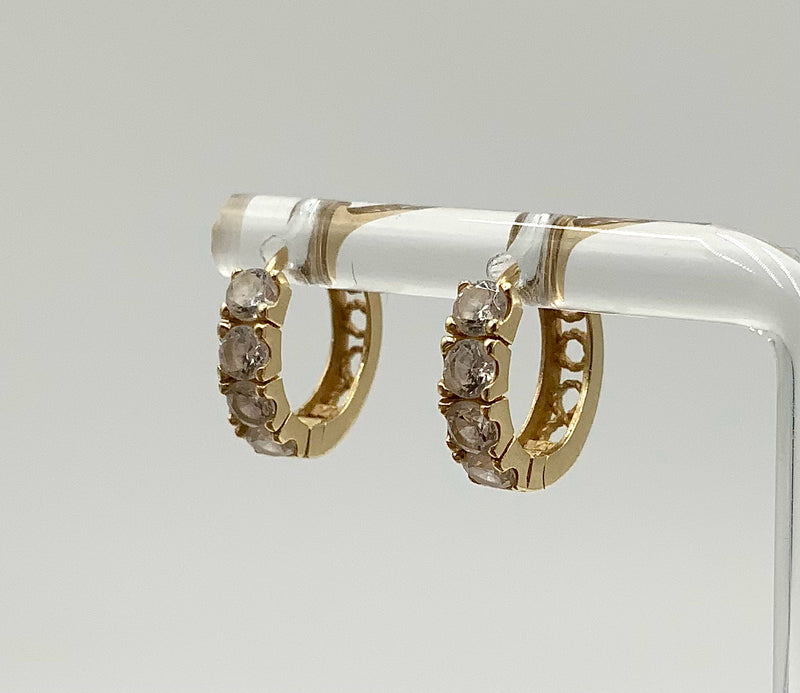 14kt Gold & CZ Huggie Earrings