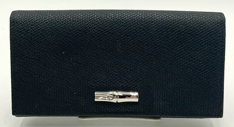 LONGCHAMP Black Textured Roseau Continental Wallet