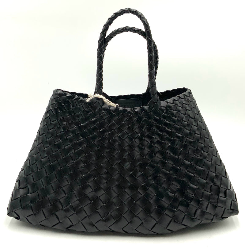DRAGON DIFFUSION Black Woven Leather Top Handle Tote