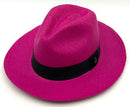 ECUA ANDINO HATS Fuchsia Palma Black Band Handmade Ecuadorian Hat