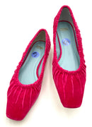 FRANCES VALENTINE Fuchsia Ruched Velvet Square Toe Britta Flats 6.5