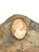 Victorian Era Gold Over Sterling & Carved Shell Cameo Pendant/Brooch
