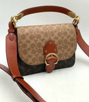 COACH Cognac Leather Signature & Carriage Print Custom Beat Shoulder Bag
