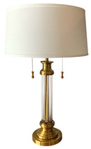 Crystal & Brass Table Lamp with Drum Shade