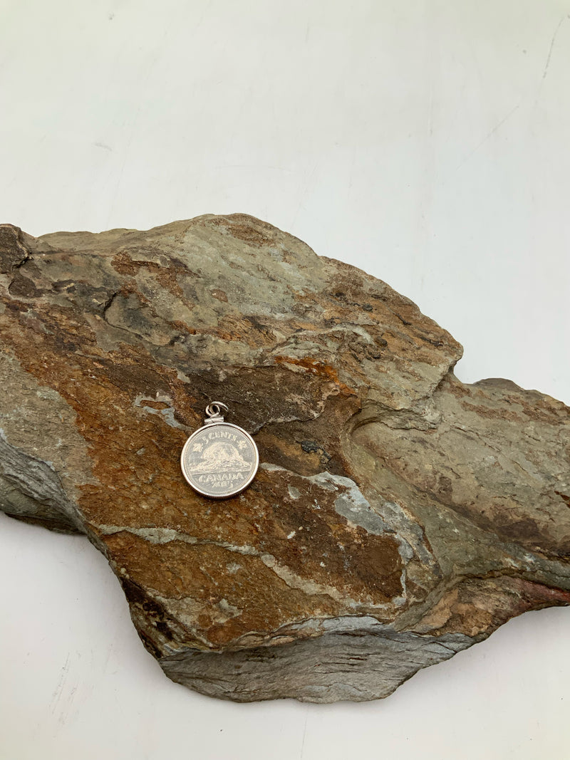 Sterling & Silvertone Canadian 2015 Five Cent Coin Pendant