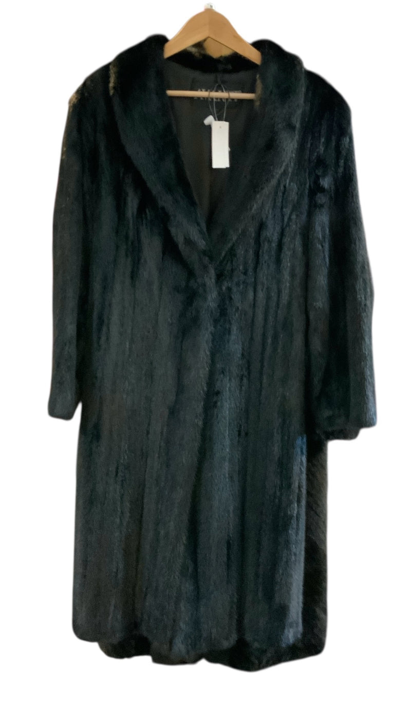 AVANTI Black Ranched Mink Wing Collar F/L Coat