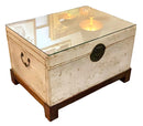Painted Leather Coffee Table Trunk