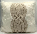 Pottery Barn Faux Fur Pillow With Cable Knit Accent