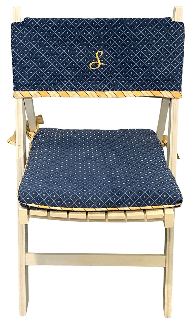 Set/4 Folding White Chairs with Fabric Seats