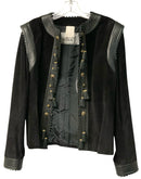 GIANNI VERSACE Vintage Black Leather & Suede Brasstone Bead Tassel Jacket