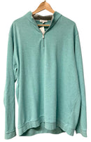 PETER MILLAR Aqua/Grey Cotton Modal 1/4 Zip L/S Pullover
