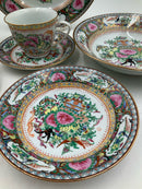 Vintage Chinese Handpainted Famille Rose Dinnerware