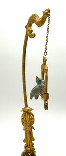 Vintage Chinese Cloisonne Figure of Woman With Bird