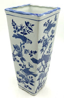 Square Ceramic Asian Blue & White Vase