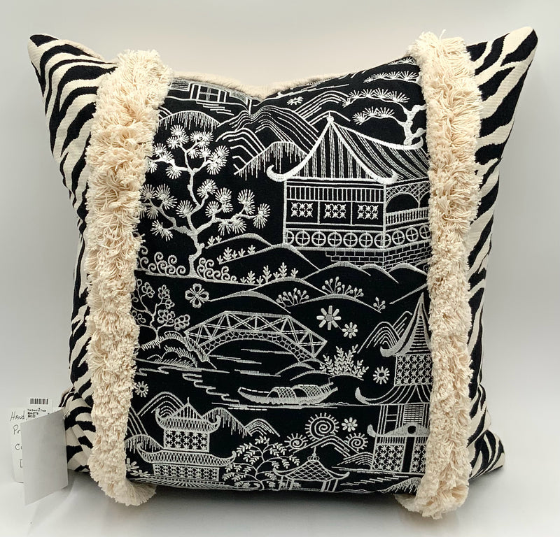 NEW Custom Throw Pillow with Zebra/Chinoiserie Motif