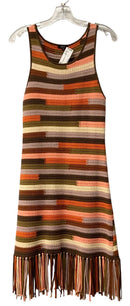 RAILS Peach/Orange/Brown Knit w/Fringe Hem S/L Dress