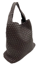 Chocolate Brown Woven Faux Leather Shoulder Bag