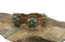 Vintage Gold Over Sterling & Turquoise Filigree Panel Bracelet