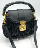 TIFFANY & FRED Black Quilted Leather w/Braided Handle Crossbody