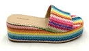 LARROUDE Rainbow Raffia Alex Flatform Mule Sandals 7