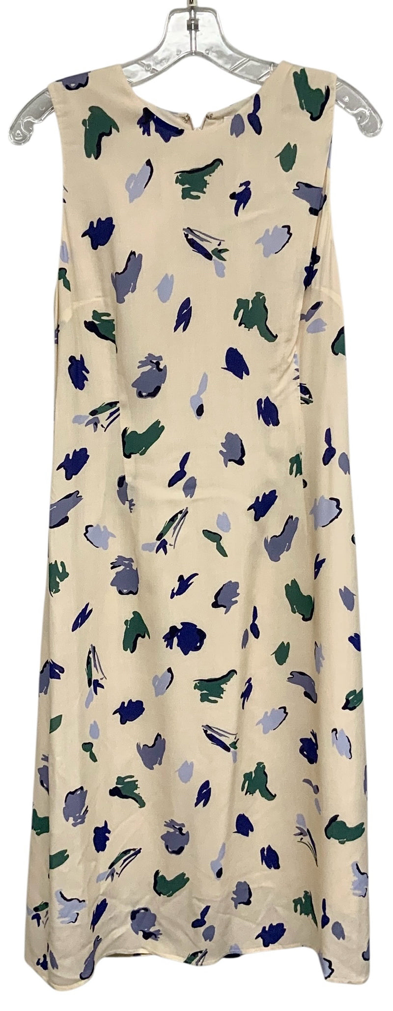 IRIS & INK Cream/Blue/Green Floral A-Line Midi S/L Dress