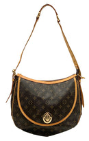 LOUIS VUITTON Monogram Canvas Leather Trim Turnlock Flap Shoulder Bag