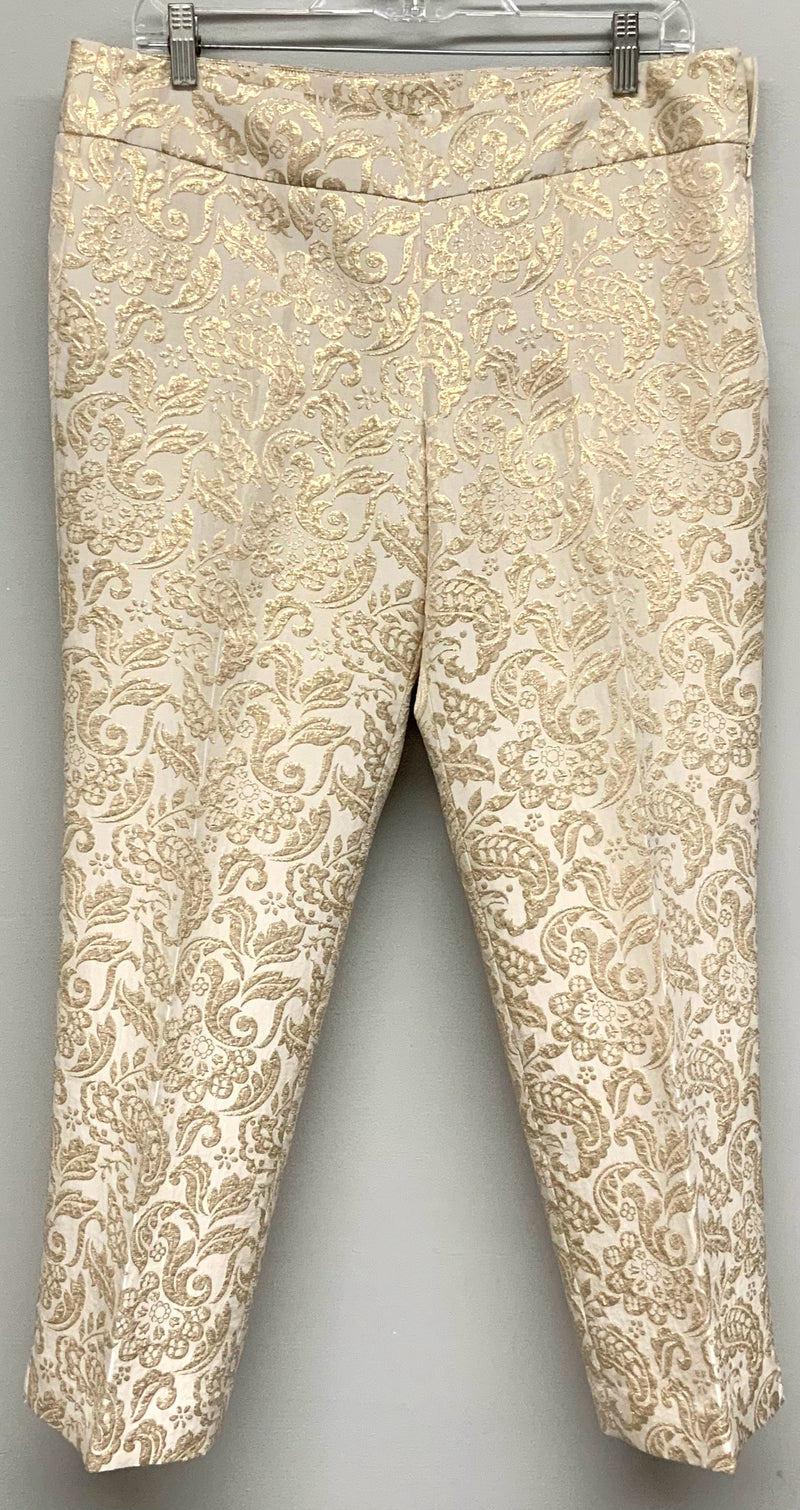 LILLY PULITZER Gold/Ivory Brocade "Colton" Capri Pants