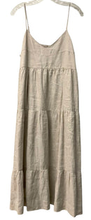 CALME Johnny Was Taupe Linen Tiered S/L Liya Dress
