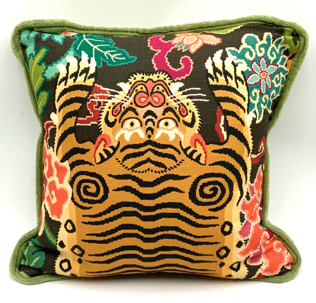 NEW! Custom Throw Pillow with Tiger Fabric