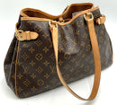 LOUIS VUITTON Tan Vachetta Trim Monogram Canvas Batignolles Horizontal Bag