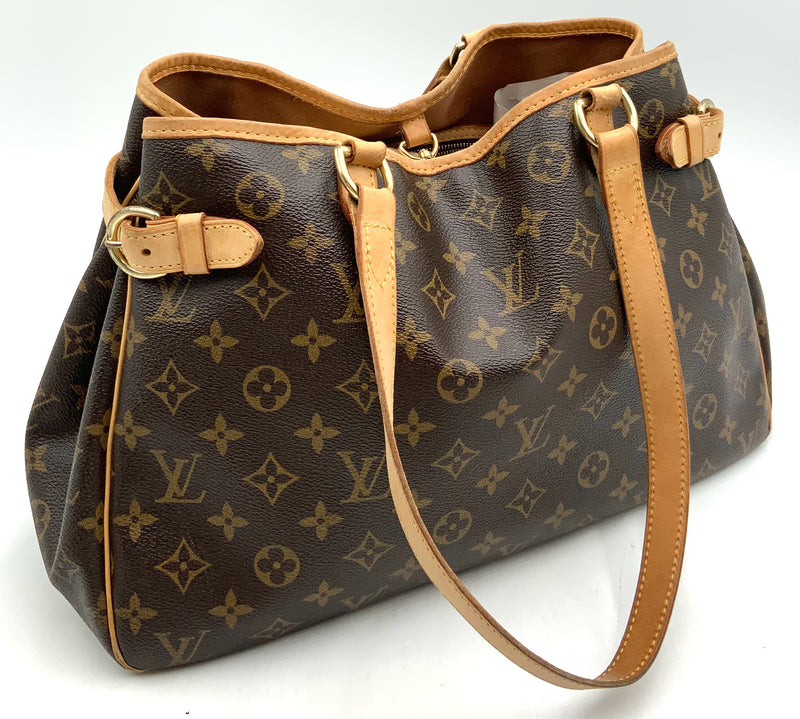 LOUIS VUITTON Tan Vachetta Trim Monogram Canvas Batignolles Horizontal Bag
