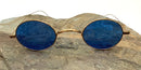 Antique Goldtone Metal & Blue Tinted Glasses
