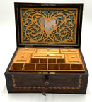 Antique Sewing/Jewel Box with Marquetry Inlay