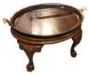 Oval Clawfoot Coffee Table With Leather Top