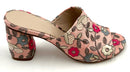 STUART WEITZMAN Pink Rose BlossomFloral Embroidered H/H Mules 6.5